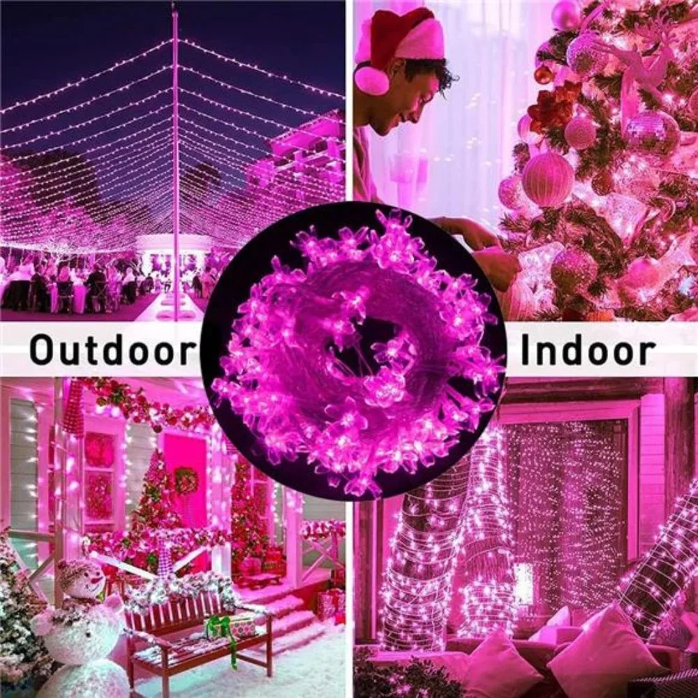 String Lights, Pink Lights Room Decor Flower String Lights 33 Feet 100LED 8 Mode